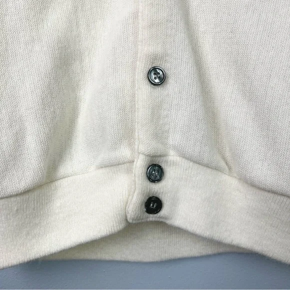 VINTAGE Button Down Cardigan Sweater - Eggshell White by CARMEL Made in USA - Picture 9 of 16